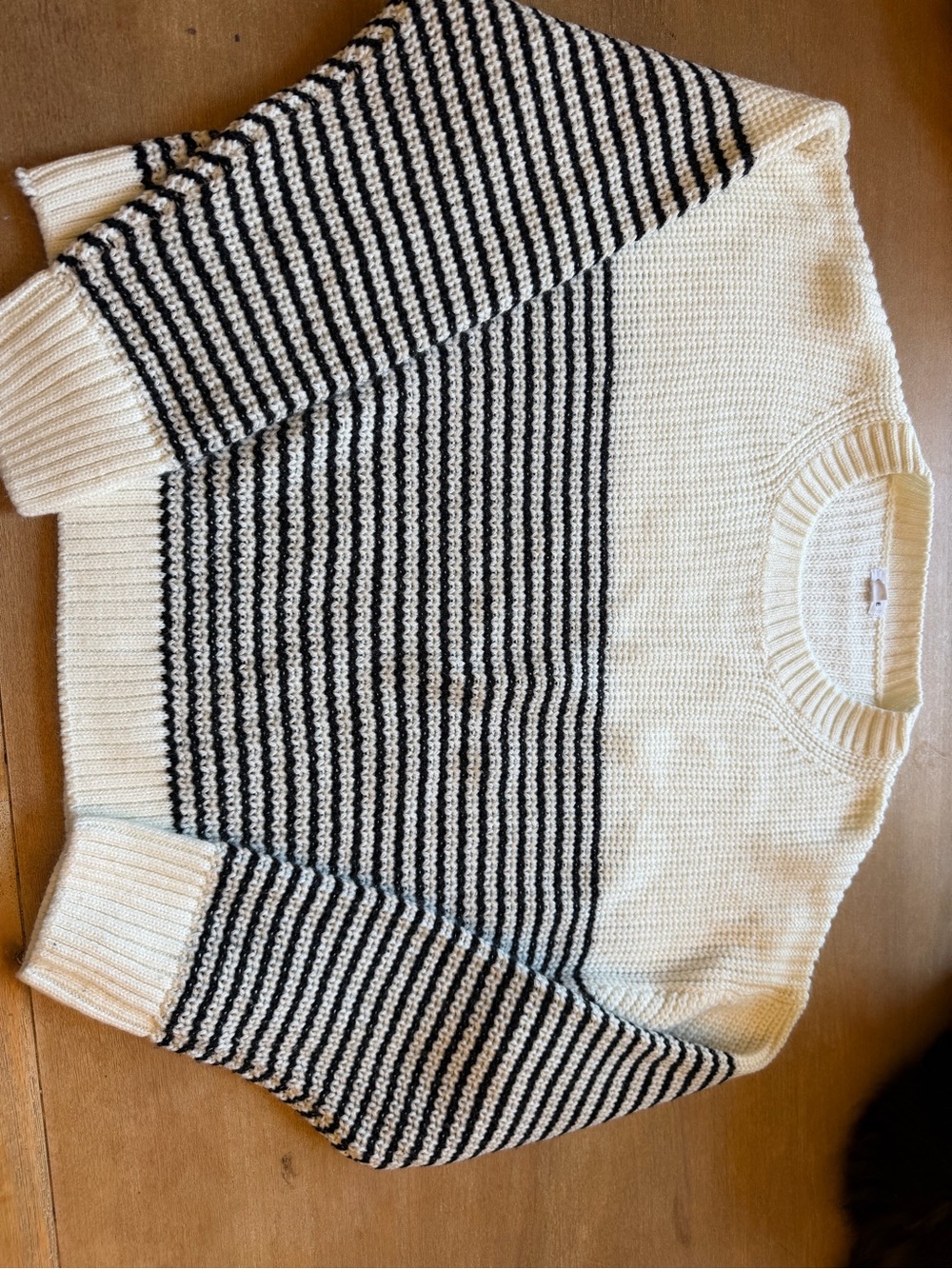 Garage Black and Cream Striped Crewneck Sweater